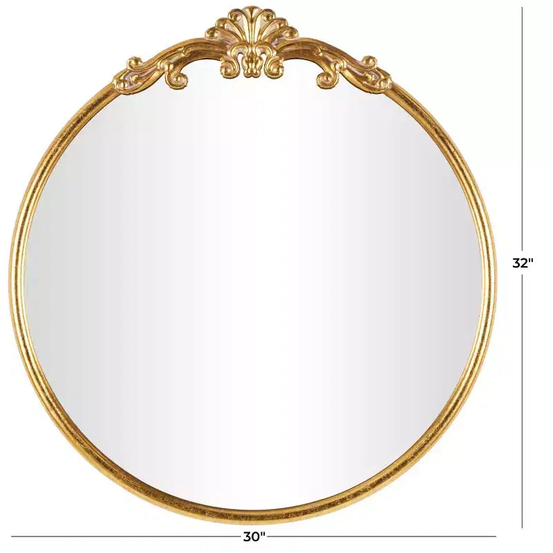 Olivia & May Specchio da parete rotondo in metallo, decorato barocco, 81x76 cm - Nessun assemblaggio richiesto, stile vintage, montaggio a parete