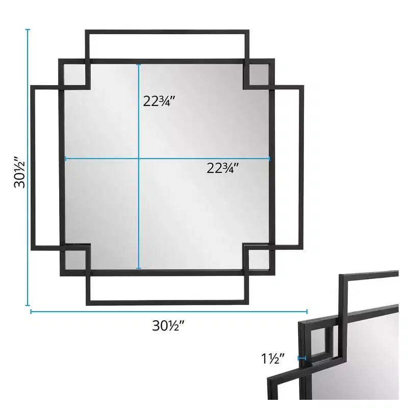 Specchio da parete a figura intera senza cornice 31"x23" Collezione Whitby: arredamento moderno, 60" di altezza, montaggio a parete
