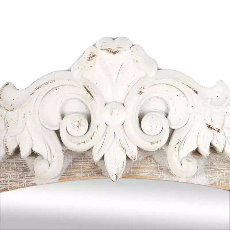 Olivia & May Specchio da parete con cornice in legno ad arco, 94x71 cm, con Distressing Marrone Crema - Nessun montaggio, Decorazione moderna