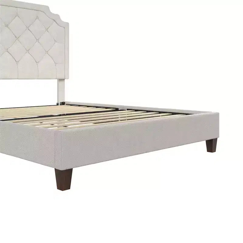 Letto con piattaforma imbottito Eloise con testiera trapuntata, nessuna rete a molle richiesta, Queen/King