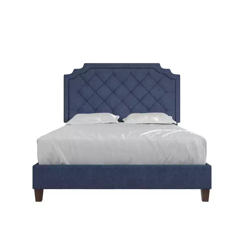 Letto con piattaforma imbottito Eloise con testiera trapuntata, nessuna rete a molle richiesta, Queen/King