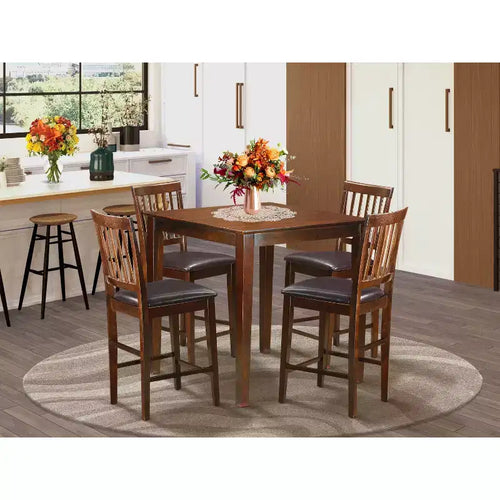 HomeStock Vernon 3 Piece Counter Height Dining Set Mahogany Square