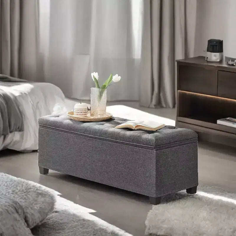 43.3 Panca Contenitore Ottomana, Poggiapiedi con Gambe, Ottomana con Contenitore, Panca Rettangolare da Fondo Letto, Baule Contenitore, Carico fino a 299 kg, Robusta