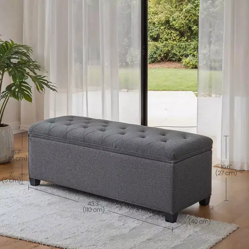 43.3 Panca Contenitore Ottomana, Poggiapiedi con Gambe, Ottomana con Contenitore, Panca Rettangolare da Fondo Letto, Baule Contenitore, Carico fino a 299 kg, Robusta