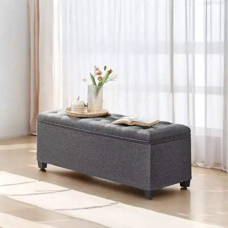 43.3 Panca Contenitore Ottomana, Poggiapiedi con Gambe, Ottomana con Contenitore, Panca Rettangolare da Fondo Letto, Baule Contenitore, Carico fino a 299 kg, Robusta