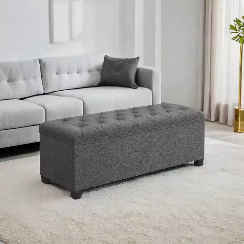 43.3 Panca Contenitore Ottomana, Poggiapiedi con Gambe, Ottomana con Contenitore, Panca Rettangolare da Fondo Letto, Baule Contenitore, Carico fino a 299 kg, Robusta