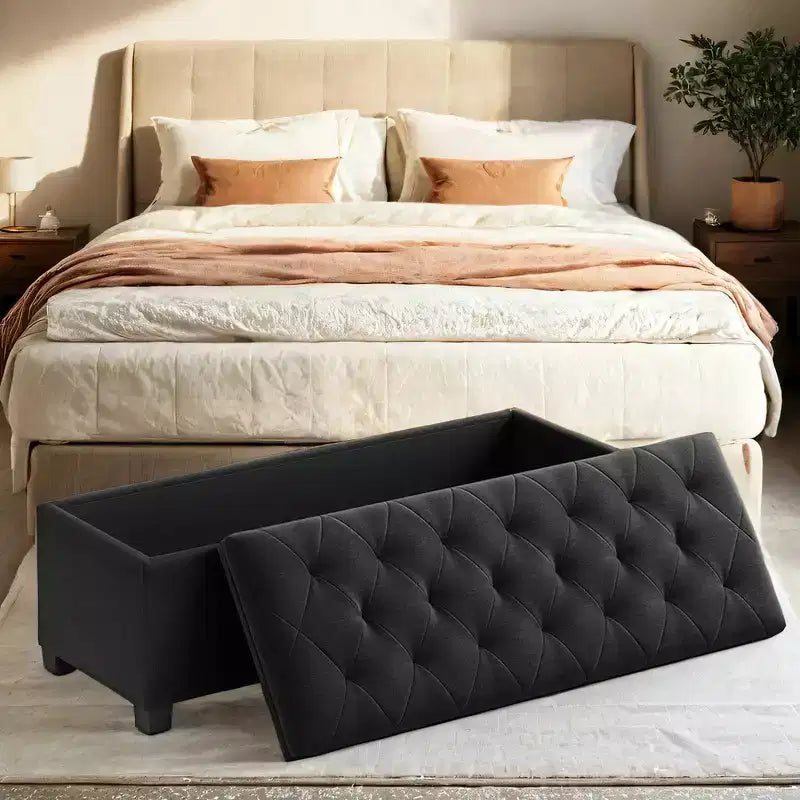 43.3 Panca Contenitore Ottomana, Poggiapiedi con Gambe, Ottomana con Contenitore, Panca Rettangolare da Fondo Letto, Baule Contenitore, Carico fino a 299 kg, Robusta