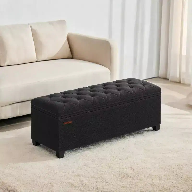 43.3 Panca Contenitore Ottomana, Poggiapiedi con Gambe, Ottomana con Contenitore, Panca Rettangolare da Fondo Letto, Baule Contenitore, Carico fino a 299 kg, Robusta