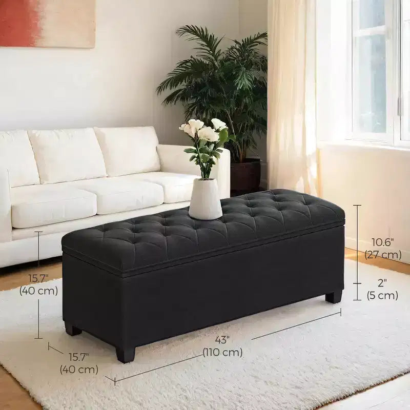 43.3 Panca Contenitore Ottomana, Poggiapiedi con Gambe, Ottomana con Contenitore, Panca Rettangolare da Fondo Letto, Baule Contenitore, Carico fino a 299 kg, Robusta