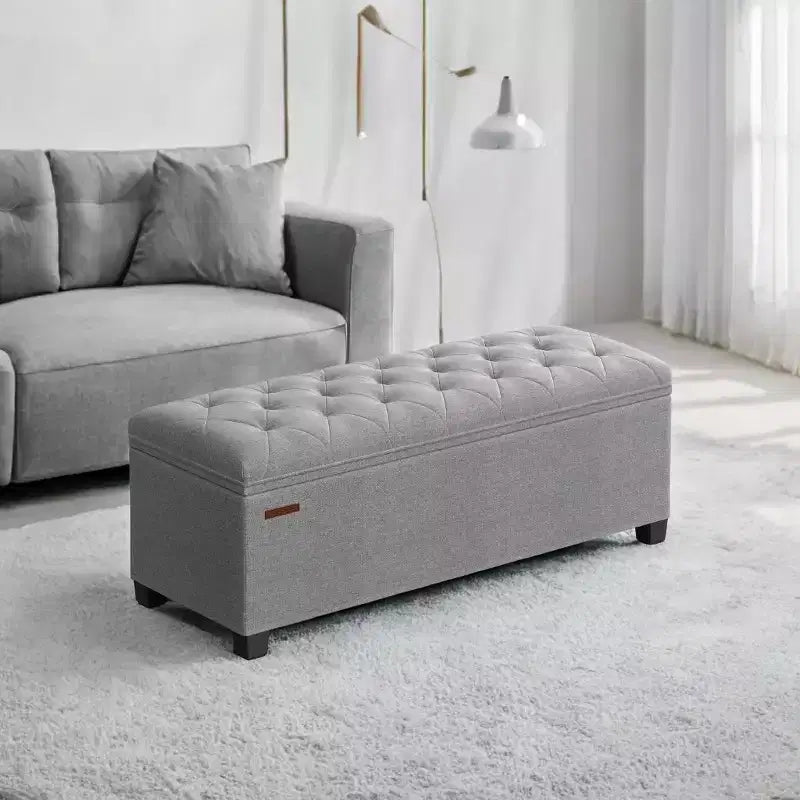 43.3 Panca Contenitore Ottomana, Poggiapiedi con Gambe, Ottomana con Contenitore, Panca Rettangolare da Fondo Letto, Baule Contenitore, Carico fino a 299 kg, Robusta