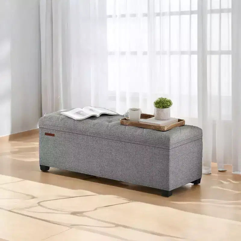 43.3 Panca Contenitore Ottomana, Poggiapiedi con Gambe, Ottomana con Contenitore, Panca Rettangolare da Fondo Letto, Baule Contenitore, Carico fino a 299 kg, Robusta