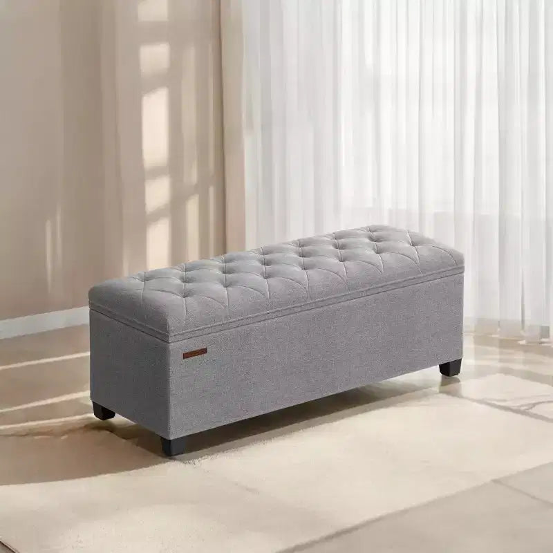43.3 Panca Contenitore Ottomana, Poggiapiedi con Gambe, Ottomana con Contenitore, Panca Rettangolare da Fondo Letto, Baule Contenitore, Carico fino a 299 kg, Robusta