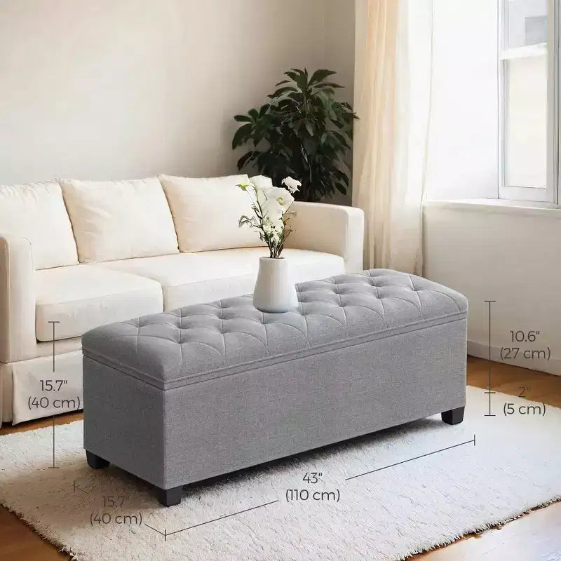 43.3 Panca Contenitore Ottomana, Poggiapiedi con Gambe, Ottomana con Contenitore, Panca Rettangolare da Fondo Letto, Baule Contenitore, Carico fino a 299 kg, Robusta