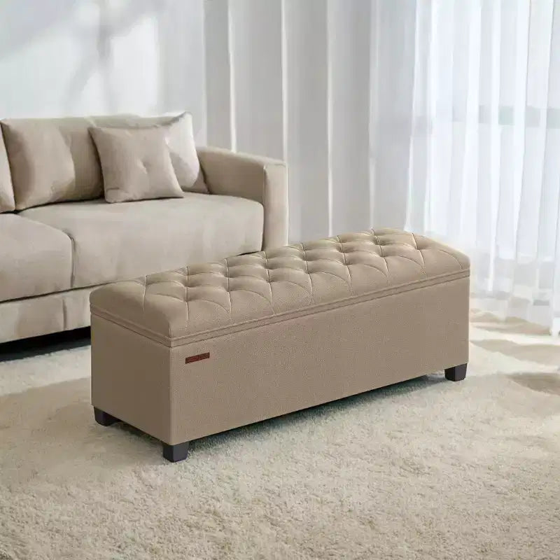 43.3 Panca Contenitore Ottomana, Poggiapiedi con Gambe, Ottomana con Contenitore, Panca Rettangolare da Fondo Letto, Baule Contenitore, Carico fino a 299 kg, Robusta