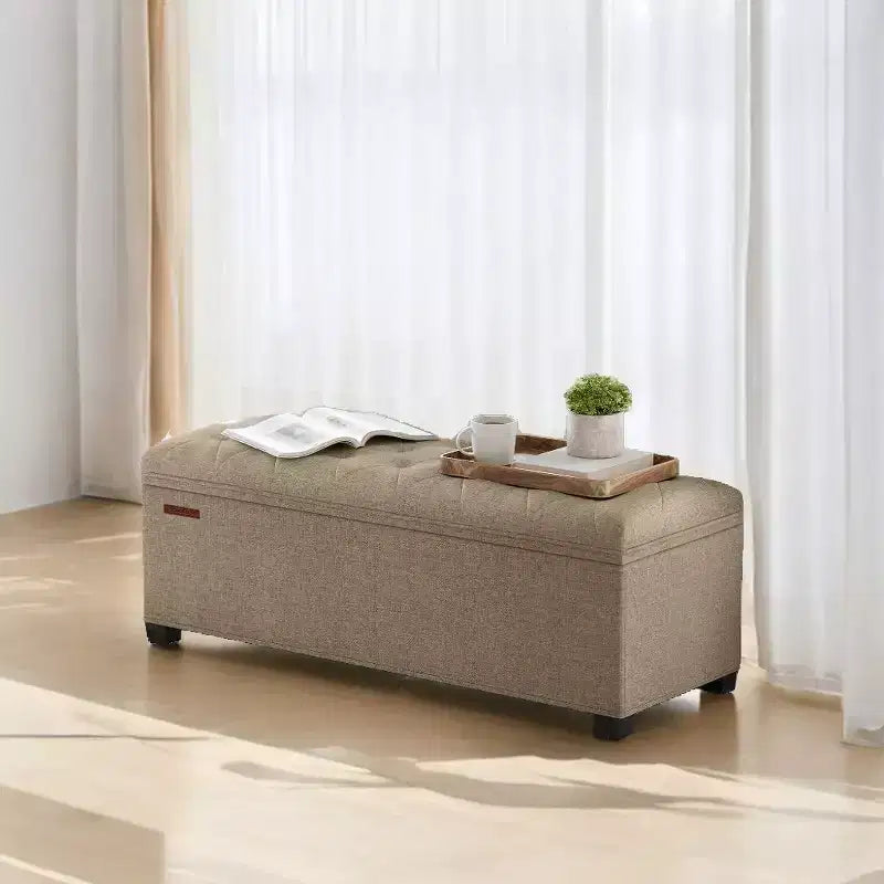 43.3 Panca Contenitore Ottomana, Poggiapiedi con Gambe, Ottomana con Contenitore, Panca Rettangolare da Fondo Letto, Baule Contenitore, Carico fino a 299 kg, Robusta
