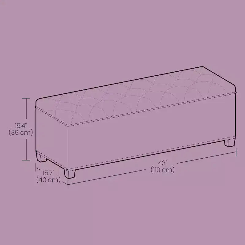43.3 Panca Contenitore Ottomana, Poggiapiedi con Gambe, Ottomana con Contenitore, Panca Rettangolare da Fondo Letto, Baule Contenitore, Carico fino a 299 kg, Robusta