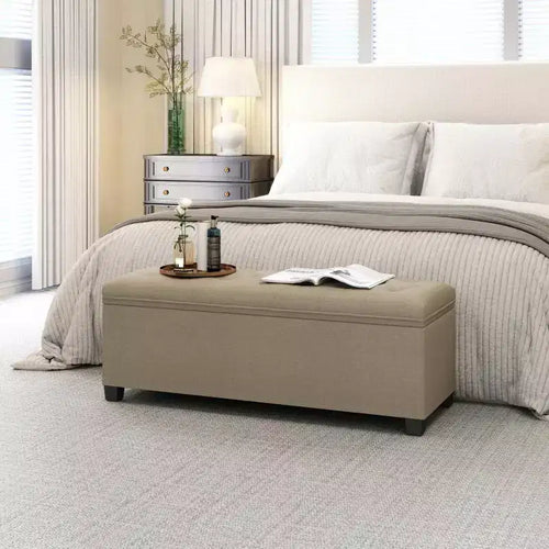LEDREM 43.3 Storage Ottoman Bench, Foot Rest with Legs, Ottoman with Storage, Rectangle End of Bed Bench, Storage Chest, Load up to 660 lb, Study