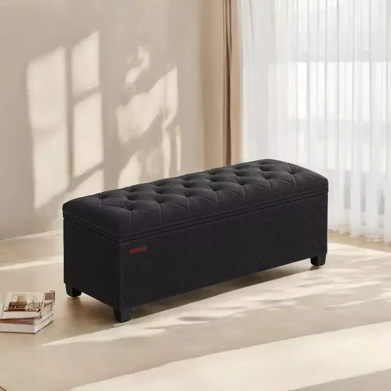 43.3 Panca Contenitore Ottomana, Poggiapiedi con Gambe, Ottomana con Contenitore, Panca Rettangolare da Fondo Letto, Baule Contenitore, Carico fino a 299 kg, Robusta