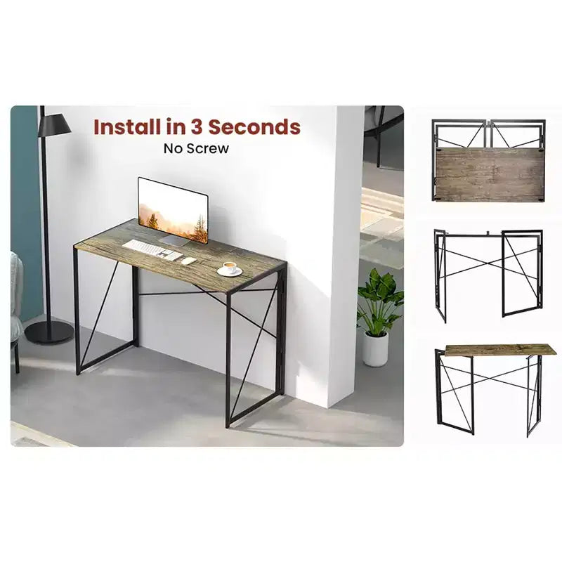 Piccola scrivania pieghevole per computer per ufficio, Rovere chiaro, 99 cm