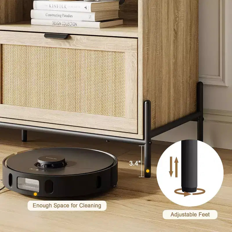 Mobile TV per 75 pollici, mobile da intrattenimento moderno con 3 cassetti, console TV con gambe in metallo resistente, mobile TV in rattan per soggiorno, camera da letto