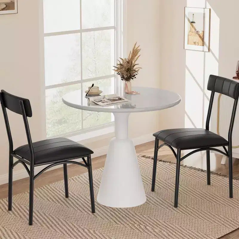 Set di 4 sedie da cucina in pelle PU, sedie imbottite per sala da pranzo, sedia nera per tavoli vari, cucina, appartamento