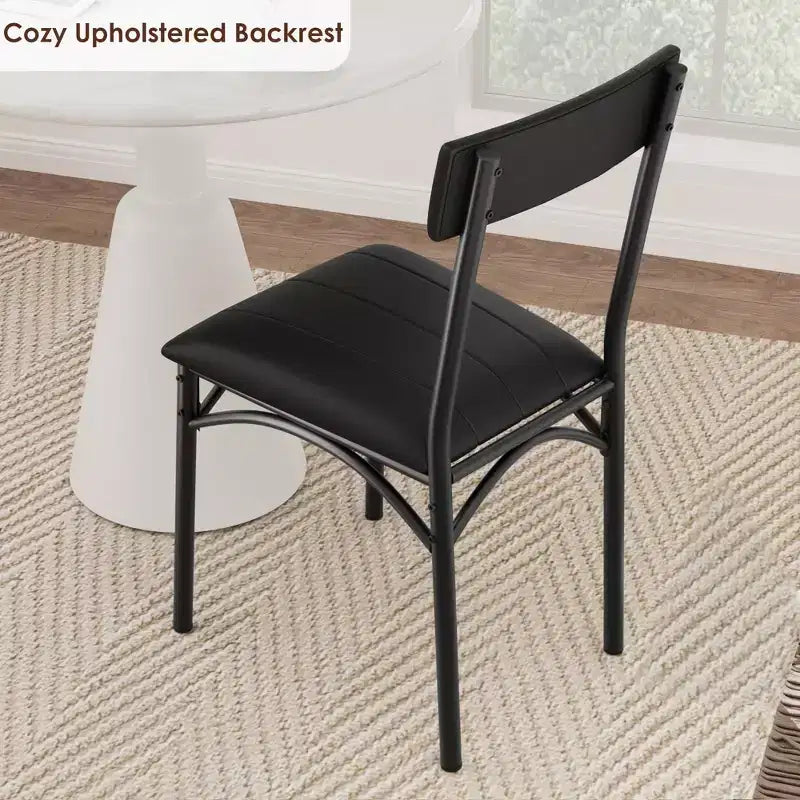 Set di 4 sedie da cucina in pelle PU, sedie imbottite per sala da pranzo, sedia nera per tavoli vari, cucina, appartamento
