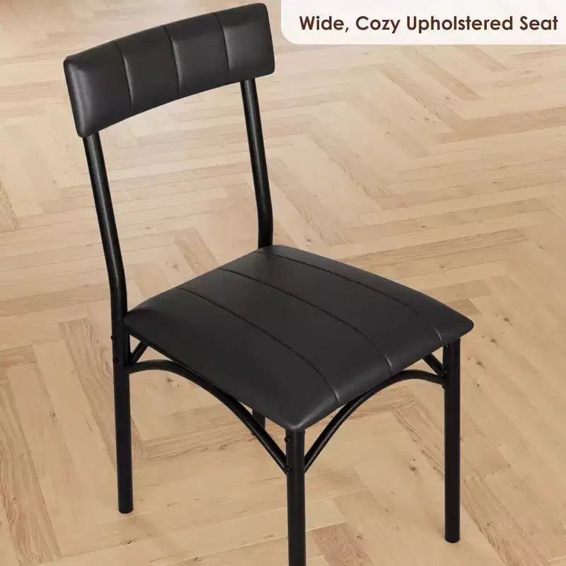 Set di 4 sedie da cucina in pelle PU, sedie imbottite per sala da pranzo, sedia nera per tavoli vari, cucina, appartamento