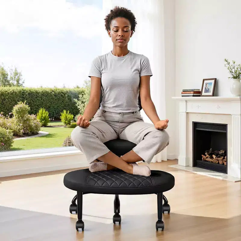 Sedia da ufficio con gambe e ruote, Sedia da meditazione, Sedia da scrivania ADHD per adulti, Nera