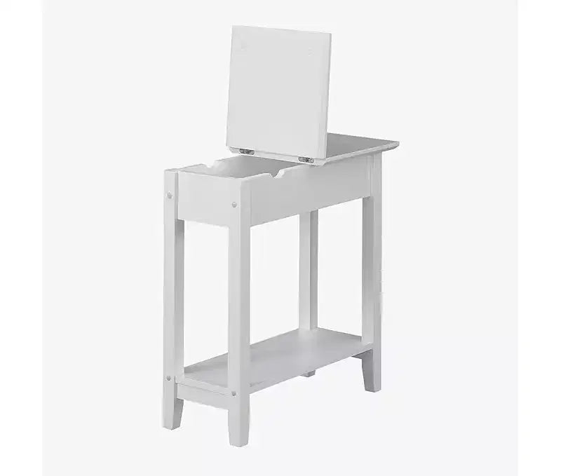 Tavolino con Piano Sollevabile e Vano Contenitore Nascosto, Stazione di Ricarica Integrata, Porte USB e Foro per la Gestione dei Cavi