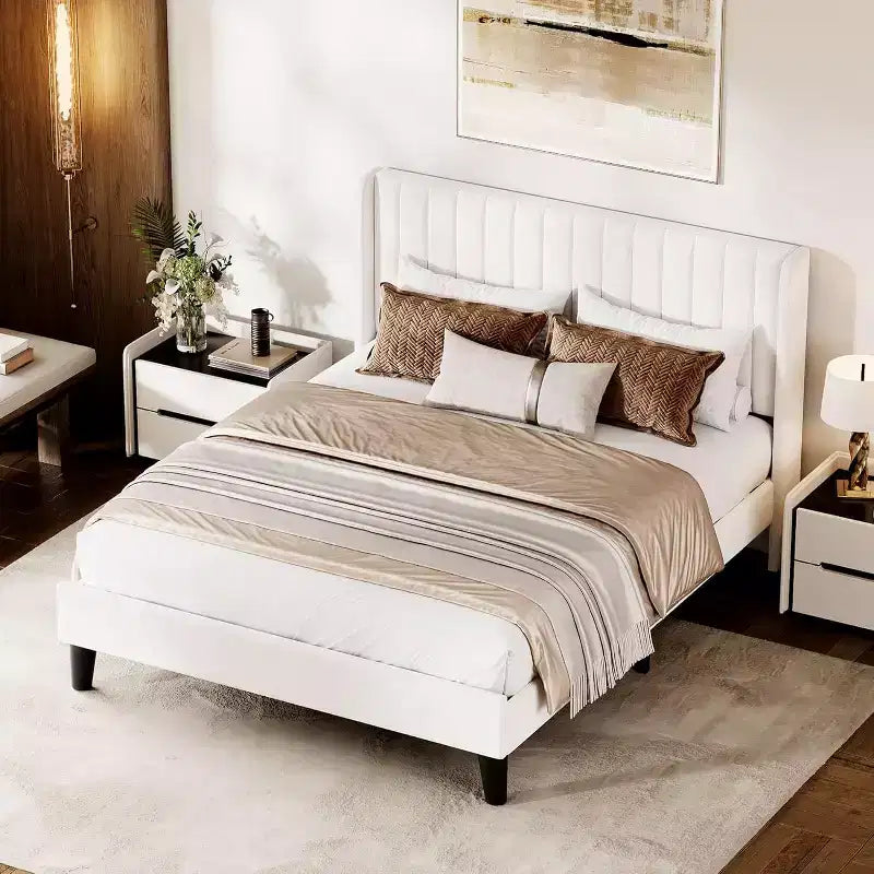Struttura letto con doghe in legno, non richiede rete, facile montaggio