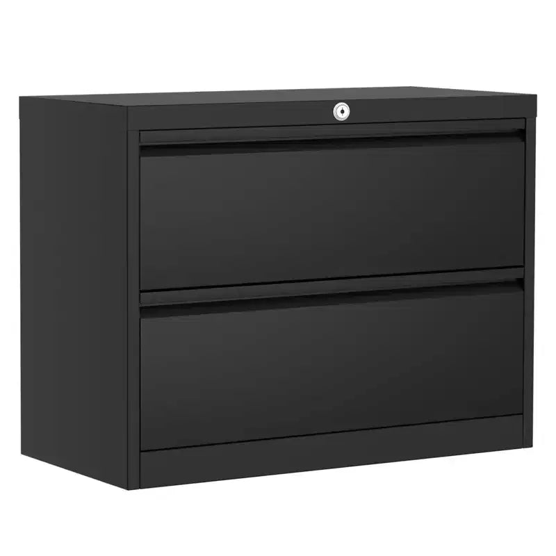 Classificatore laterale a 2 cassetti 39,4x19,7x8,1 - Mobiletto portadocumenti in metallo resistente nero con serratura per documenti formato lettera/legale (uso domestico/ufficio)