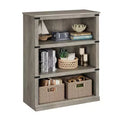 Gray 67.4 Tall Farmhouse Style 3 Tier Wooden Book Shelf/ Bookcase with 3 Large Open Storage for Living Room, Home, Office
