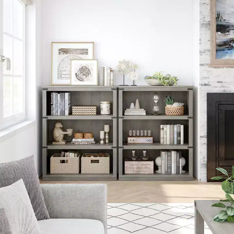 Scaffale/Libreria in Legno a 3 Ripiani Stile Rustico Alto 171 cm con 3 Grandi Vani a Giorno per Soggiorno, Casa, Ufficio
