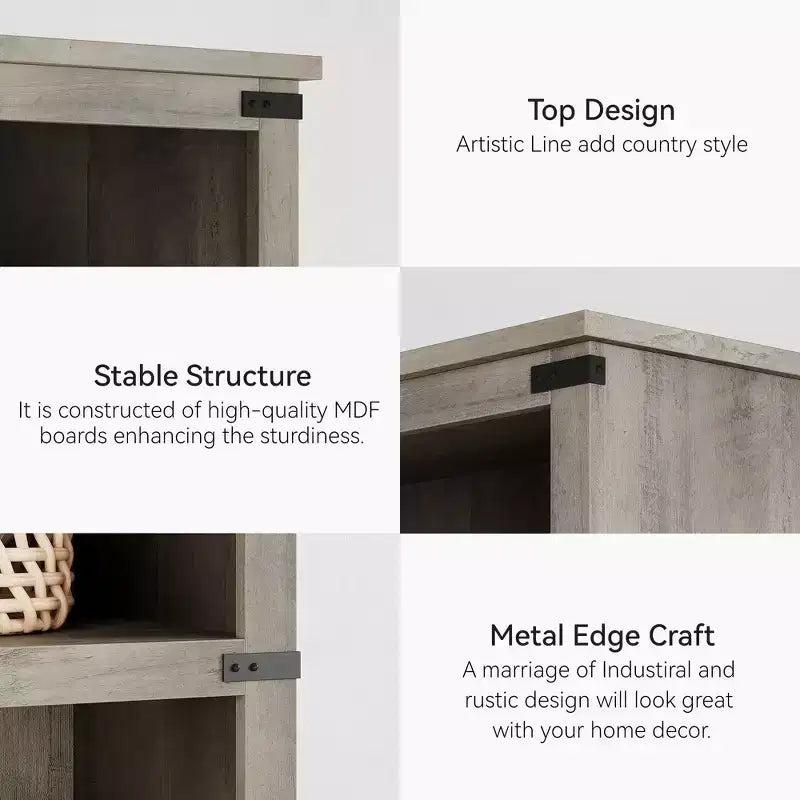 Scaffale/Libreria in Legno a 3 Ripiani Stile Rustico Alto 171 cm con 3 Grandi Vani a Giorno per Soggiorno, Casa, Ufficio