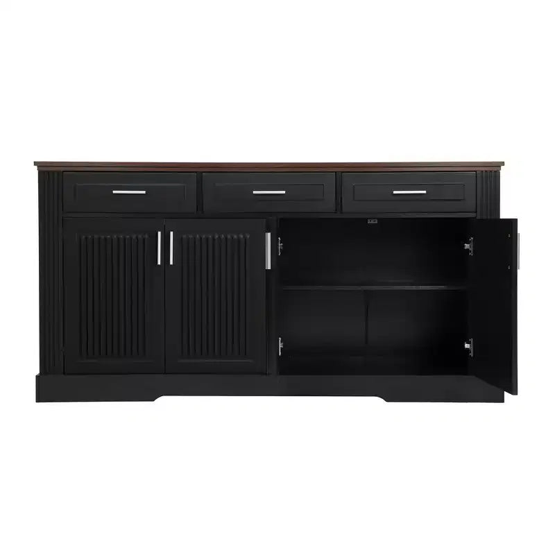 Mobile credenza scanalato da 63 pollici, mobile credenza con 4 ante e 2 cassetti, mobile contenitore per soggiorno, sala da pranzo, cucina