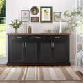 Mobile credenza scanalato da 63 pollici, mobile credenza con 4 ante e 2 cassetti, mobile contenitore per soggiorno, sala da pranzo, cucina