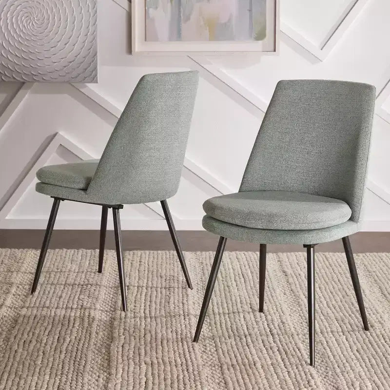 Sedie da pranzo imbottite set da 2 - iNSPIREQ, cuscino in schiuma beige con gambe in metallo