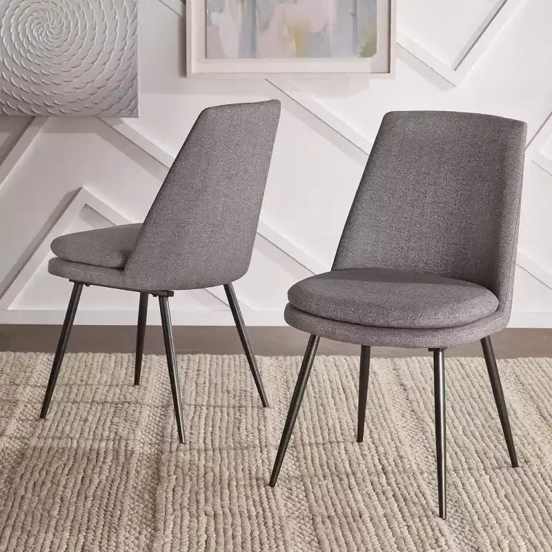 Sedie da pranzo imbottite set da 2 - iNSPIREQ, cuscino in schiuma beige con gambe in metallo
