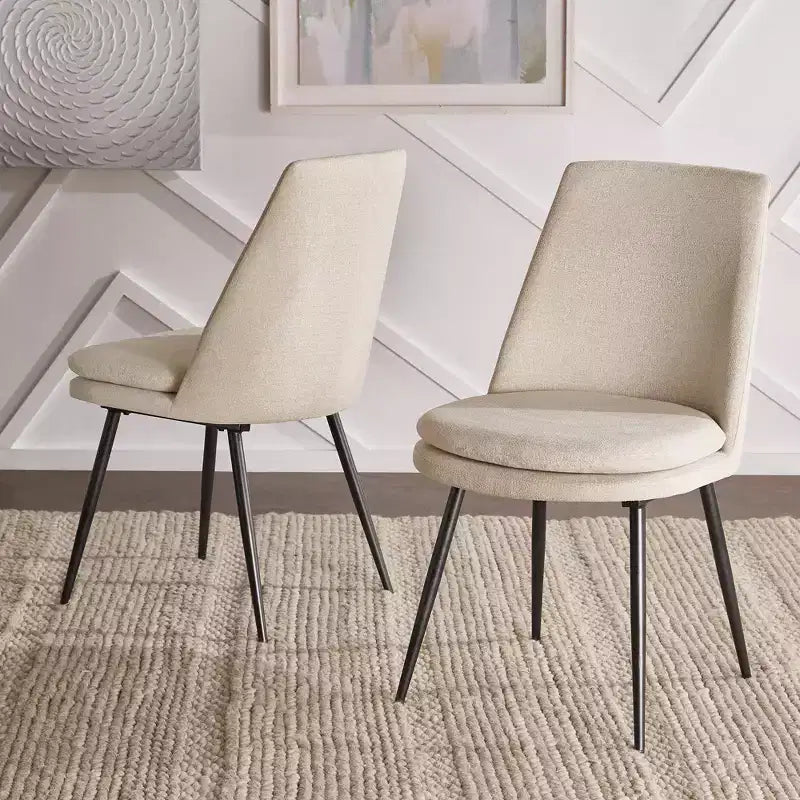 Sedie da pranzo imbottite set da 2 - iNSPIREQ, cuscino in schiuma beige con gambe in metallo