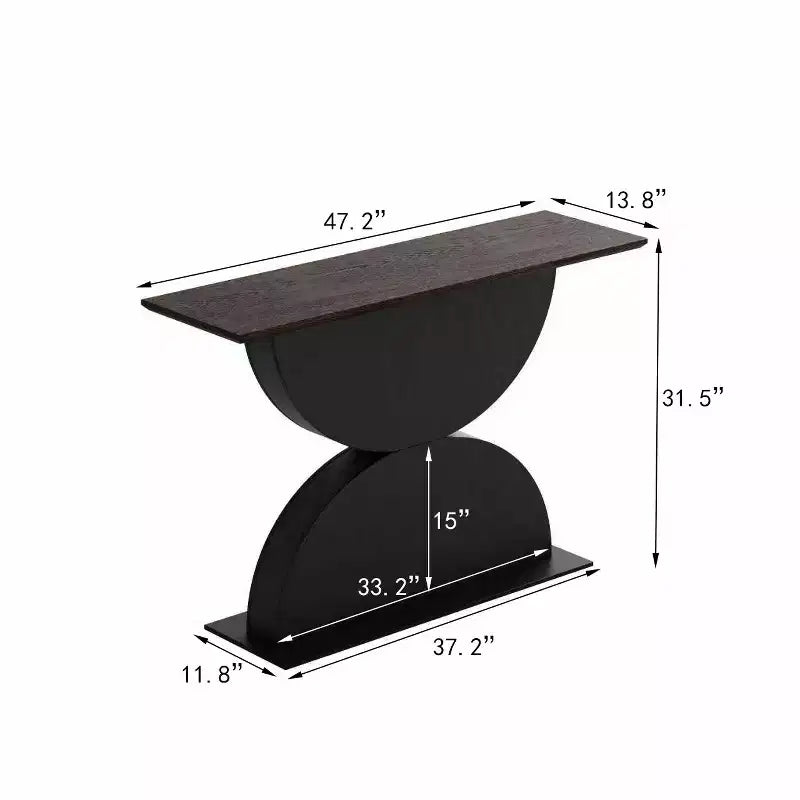 Consolle a semicerchi doppi da 47'' con base testurizzata effetto martellato 3D