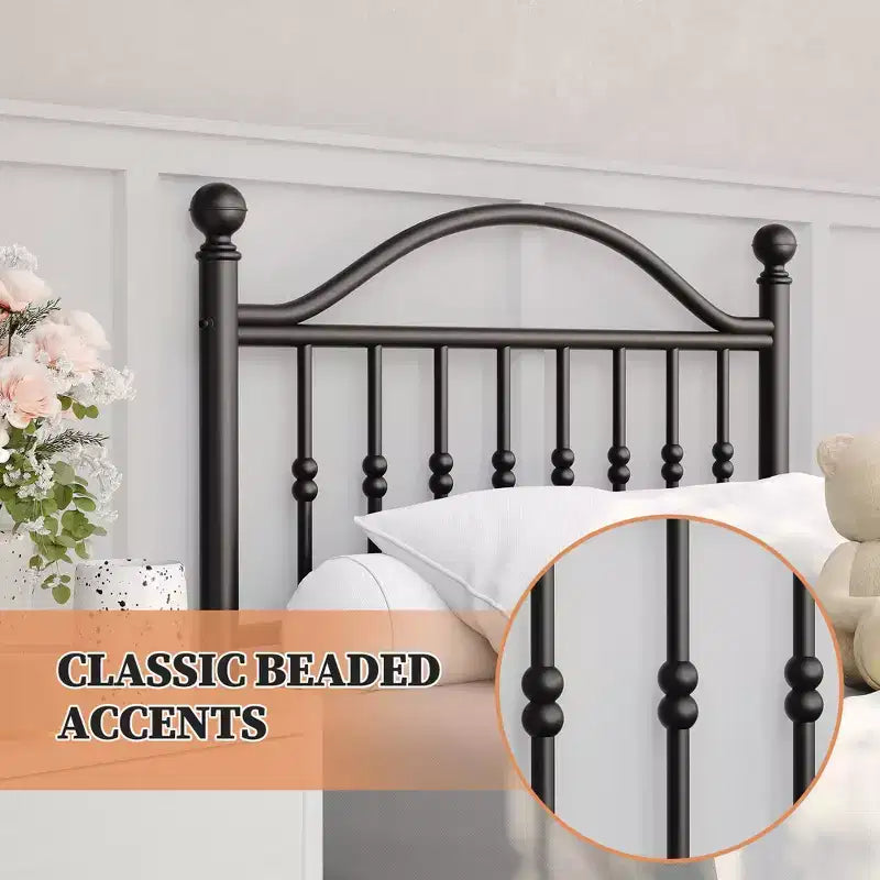 Telaio letto con piattaforma testiera circolare vintage pediera antirumore nero