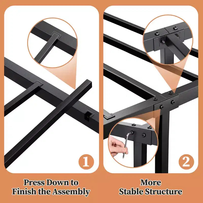 Telaio letto con piattaforma testiera circolare vintage pediera antirumore nero