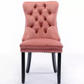 Harrington Collection Modern Tufted Velvet Dining Chairs, Solid Wood Legs with Nailhead Trim, Contemporary Upholstered Side Chair Set of 2, Pink