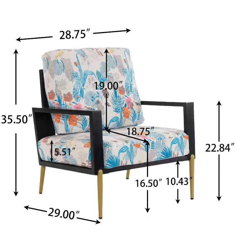 Poltrona d'Appoggio con Gambe in Metallo, Poltroncina Lounge Moderna Stampata per Soggiorno, Camera da Letto o Angolo Lettura