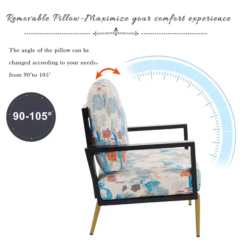 Poltrona d'Appoggio con Gambe in Metallo, Poltroncina Lounge Moderna Stampata per Soggiorno, Camera da Letto o Angolo Lettura