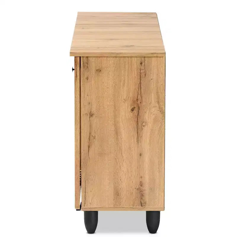 Mobiletto a 3 ante in legno Rovere Marrone/Nero: Ripiani Fissi, Scarpiera, 6 Livelli di Contenimento