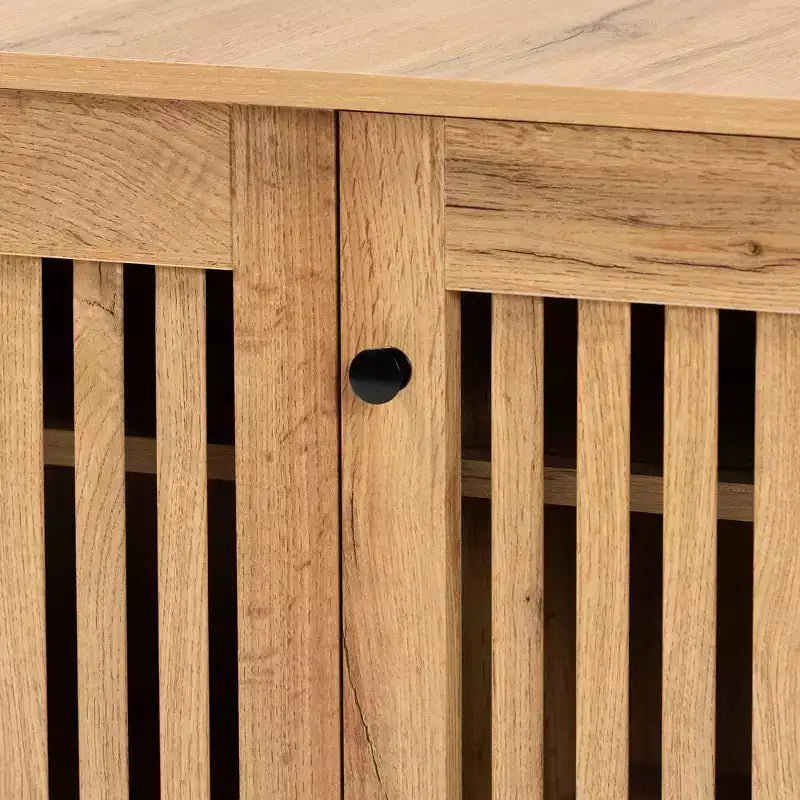 Mobiletto a 3 ante in legno Rovere Marrone/Nero: Ripiani Fissi, Scarpiera, 6 Livelli di Contenimento
