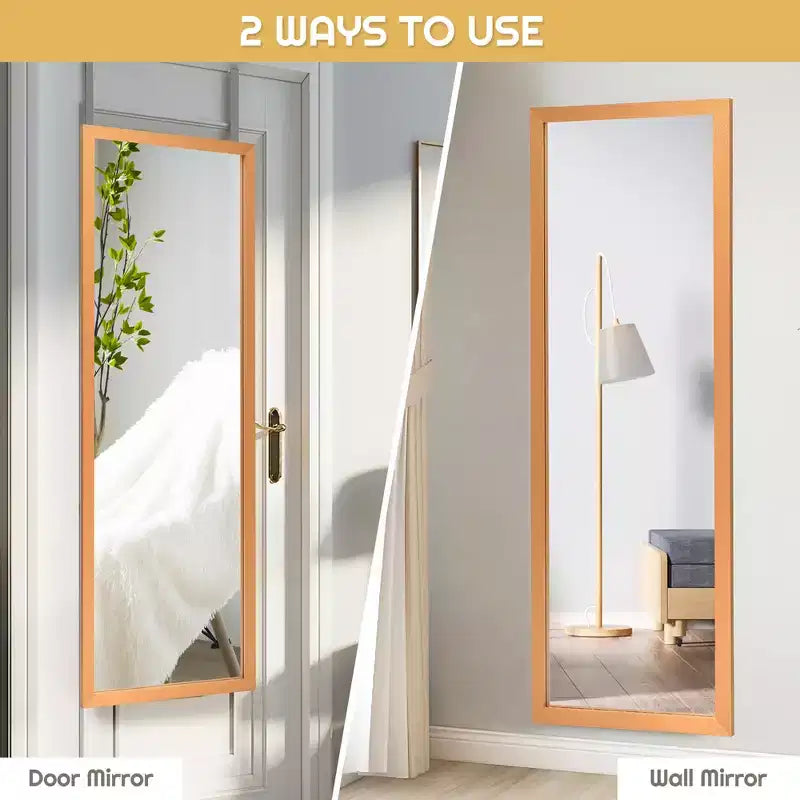 Specchio a Parete a Figura Intera con Cornice in Legno Bianco\Nero\Oro