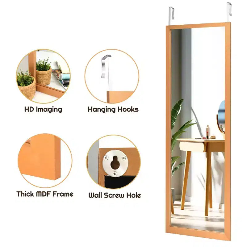 Specchio a Parete a Figura Intera con Cornice in Legno Bianco\Nero\Oro