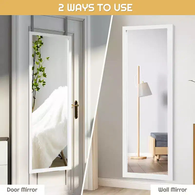 Specchio a Parete a Figura Intera con Cornice in Legno Bianco\Nero\Oro